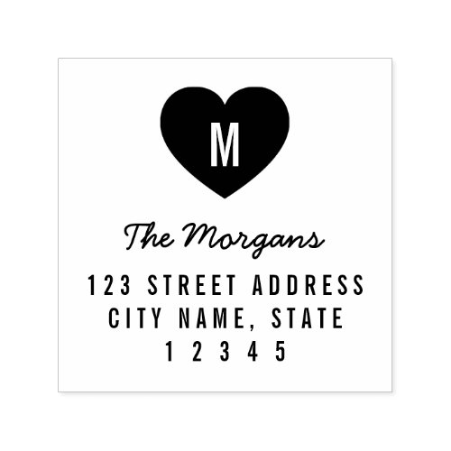 Simple Monogram Heart Family Home Address Self_inking Stamp