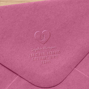 Simple Monogram Heart Return Address Embosser