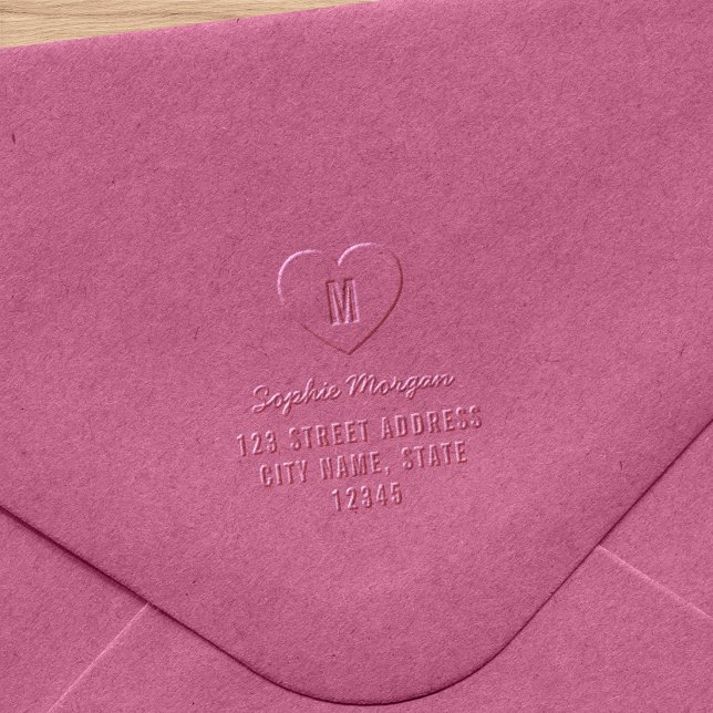 Simple Monogram Heart Return Address Embosser (Creator Uploaded)