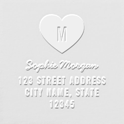 Simple Monogram Heart Return Address Embosser