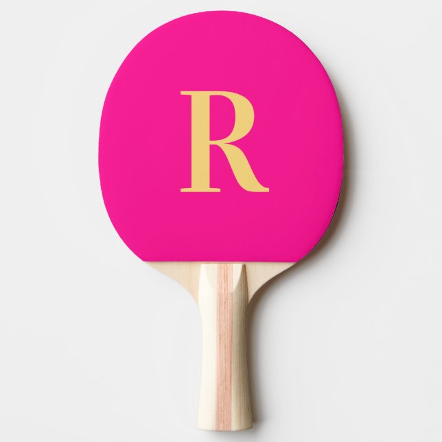 Simple Monogram Hot Pink Ping Pong Paddle (Front)