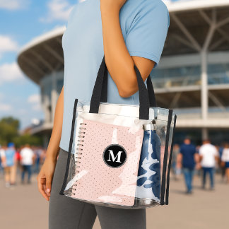 Simple Monogram in Black on Clear Tote Bag