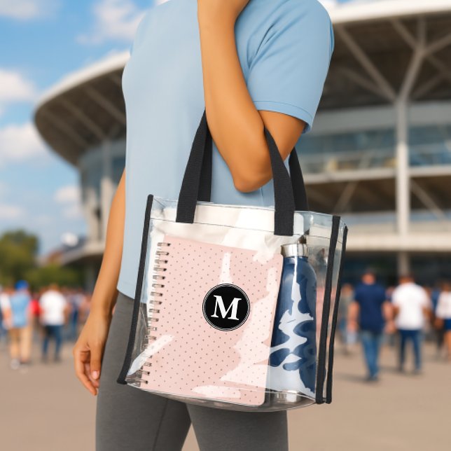 Simple Monogram in Black on Clear Tote Bag (Insitu (Stadium))