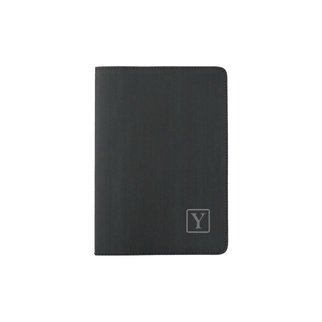Simple Monogram In Dark Gray Frame Passport Holder (Front)