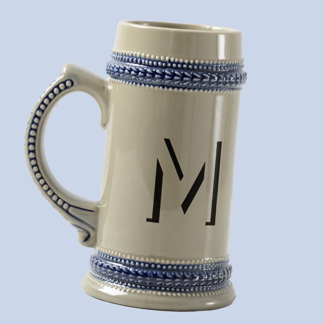 Simple Monogram Initial Drop Shadow Personalized Beer Stein (Monogram initial drop shadow personalized beer stein )