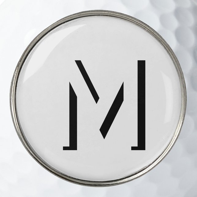 Simple Monogram Initial Drop Shadow Personalized Golf Ball Marker (Modern monogram initial drop shadow typography personalized golf ball marker)