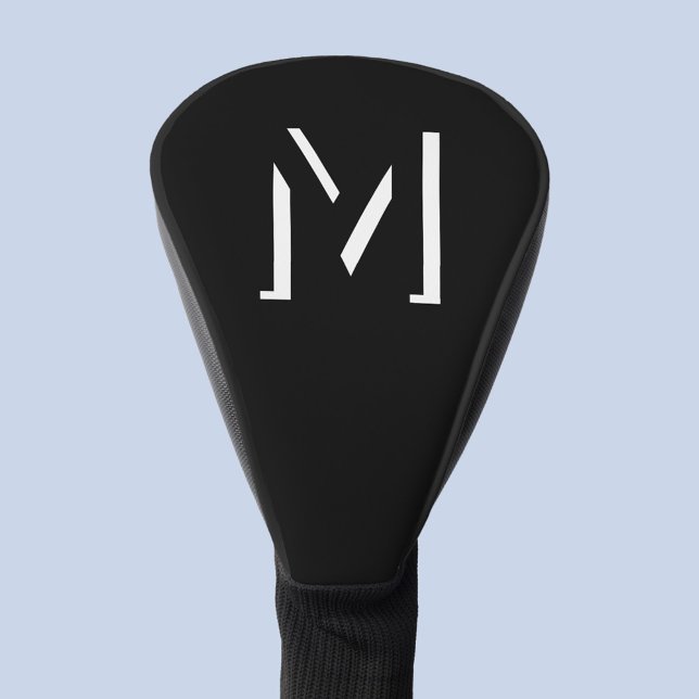 Simple Monogram Initial Drop Shadow Personalized Golf Head Cover (Modern monogram initial drop shadow typography personalized golf head cover)