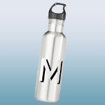 Simple Monogram Initial Drop Shadow Personalized Stainless Steel Water Bottle<br><div class="desc">Modern,  simple and minimalist drop shadow monogram initial typography design in monotone black and white,  which can be changed to personalize.</div>