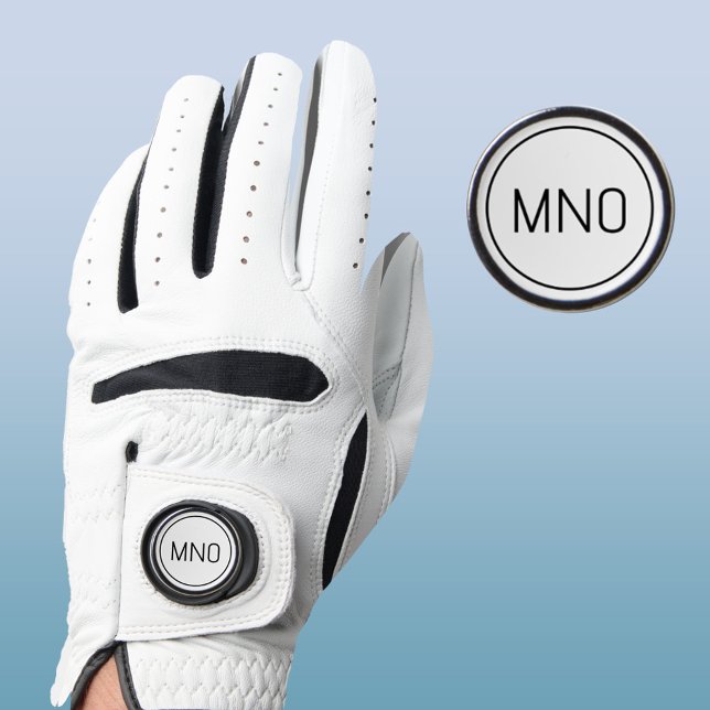 Simple Monogram Initial Golf Glove (Simple personalized monogram initial golf glove with marker)