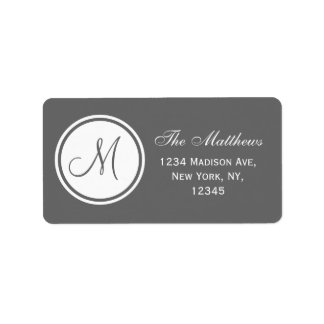 Simple Monogram Initial Gray Address Label