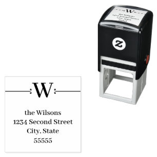 Simple Monogram Initial Last Name Return Address Self-inking Stamp