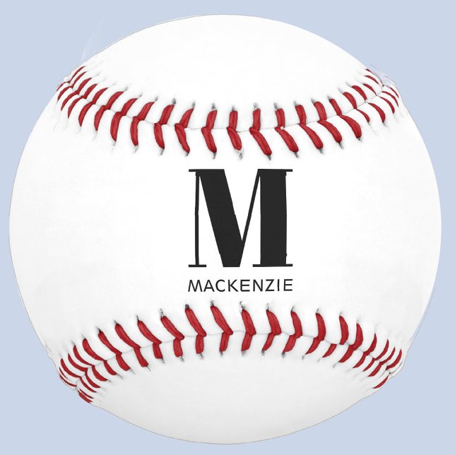 Simple Monogram Initial Name Personalized Baseball (Personalized monogram initial name custom baseball)