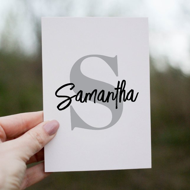 Simple Monogram Initial Name  Thank You Card (Creator Uploaded)