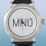 Simple Monogram Initial Watch<br><div class="desc">Modern typography minimalist monogram initial design which can be changed to personalize. Simple circular border to frame the initials. Fresh and minimalist.</div>
