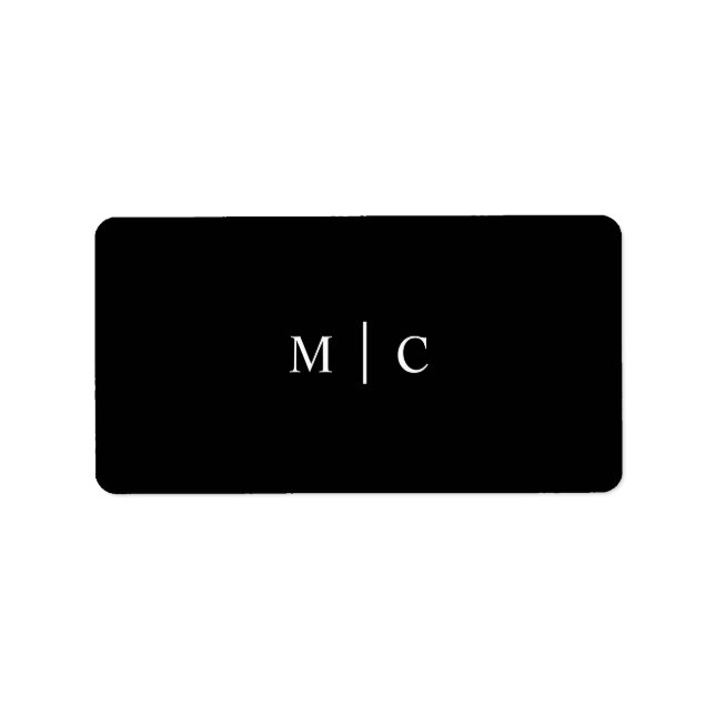 Simple Monogram Initials Black Favor Sticker (Front)
