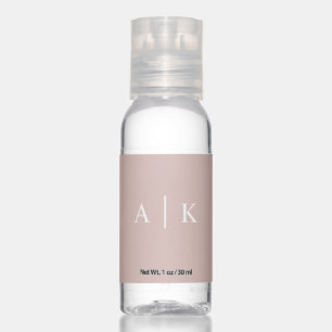 Simple monogram Initials dusty pink wedding favor Hand Sanitizer
