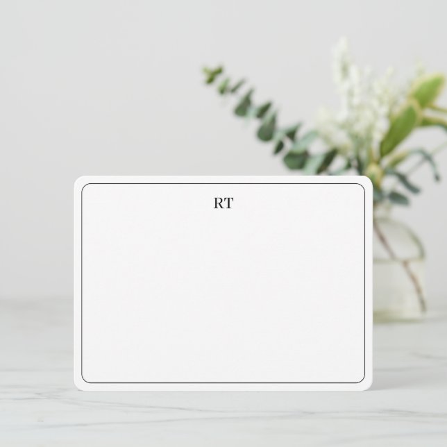 Simple Monogram Initials Frame Note Card (Standing Front)