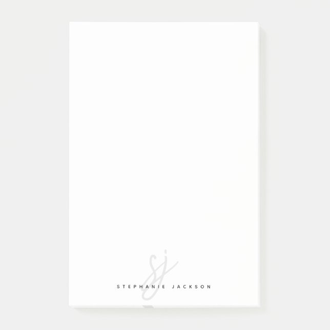 Simple Monogram Initials Hand Lettered Script Post-it Notes (Front)