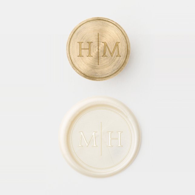 Simple Monogram Initials Minimal Wax Seal Stamp (Stamped)