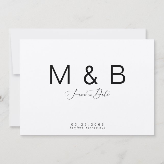 Simple Monogram Kraft Paper Wedding Save the Date (Front)