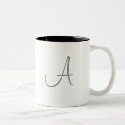 Simple Monogram Letter Initial Custom Personalized Two-Tone Coffee Mug