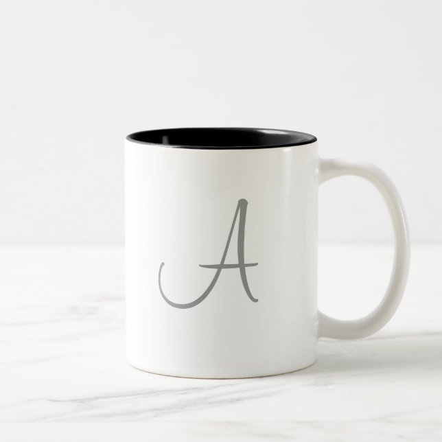 Simple Monogram Letter Initial Custom Personalized Two-Tone Coffee Mug (Right)