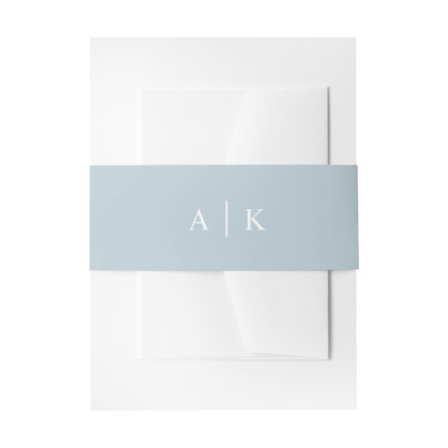 Simple monogram light blue invitation belly band (Front Example)