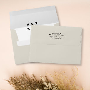 Simple Monogram Light Taupe Beige Pre-Addressed Envelope