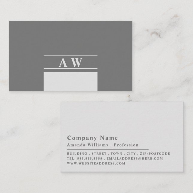 Simple Monogram, Minimalist Business Card (Front/Back)