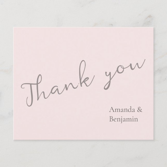 Simple Monogram Minimalist Misty Rose Wedding  (Front)