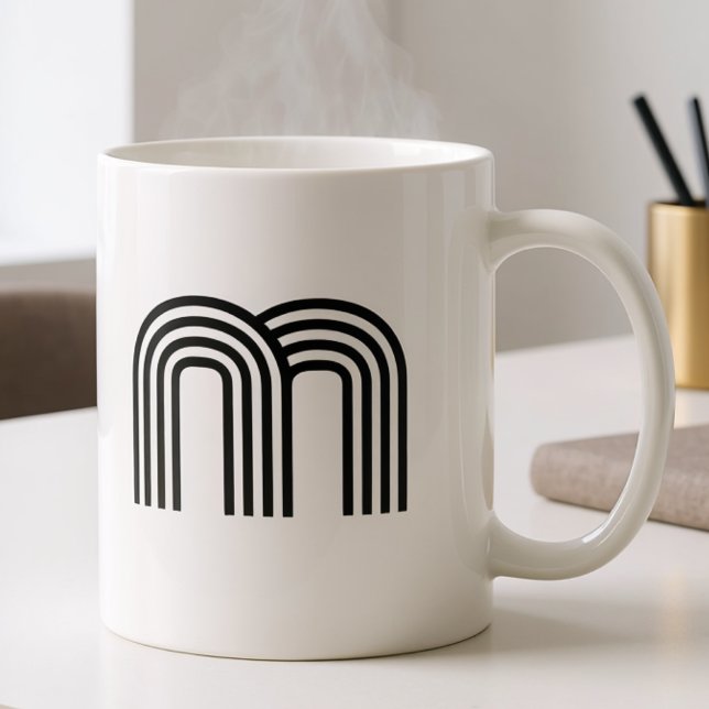 Simple Monogram Minimalist Modern Initial Black  Coffee Mug (Creator Uploaded)