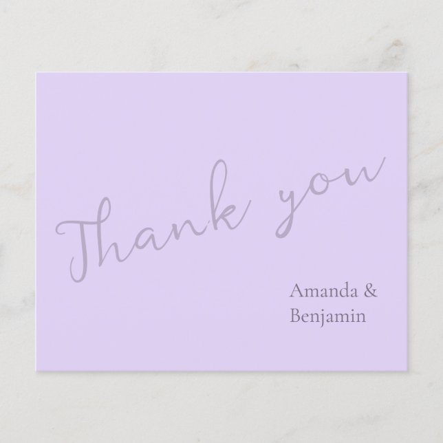 Simple Monogram Minimalist Pale Lavender Wedding  (Front)