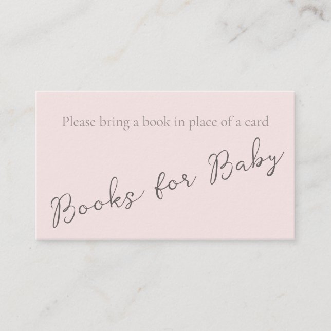 Simple Monogram Misty Rose Book for Baby Shower Business Card (Front)