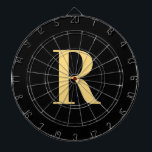 Simple Monogram Modern Black Gold Dart Board<br><div class="desc">This is a simple, modern, personalized monogram design. This stylish design is in trending black and gold with stylish typography. It's perfect for a personalized gift or ideal as a stylish new addition to your games room equipment. Simply add your initial letter by typing it into the personalize this text...</div>