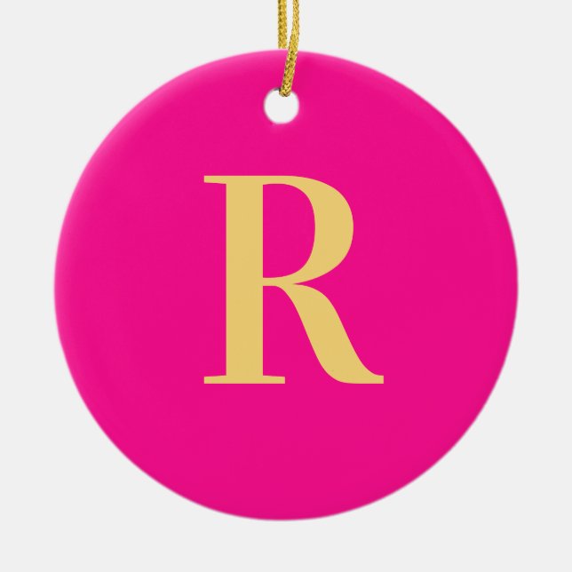 Simple Monogram Modern Ceramic Ornament (Front)