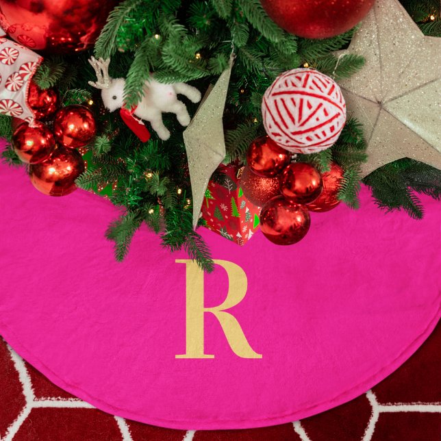 Simple Monogram Modern Christmas Brushed Polyester Tree Skirt (Creator Uploaded)
