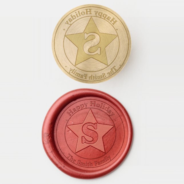 Simple Monogram Modern Custom Name  Wax Seal Stamp (Stamped)