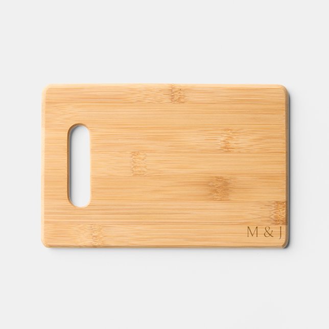 Simple Monogram Modern Font Bamboo Engraved Cutting Board (Front)