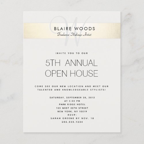 Simple Monogram Modern Gold White Striped Flyer