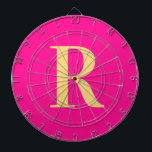Simple Monogram Modern Hot Pink Dart Board<br><div class="desc">This is a simple, modern, personalized monogram design. This stylish design is in trending hot pink with stylish typography. It's perfect for a personalized gift or ideal as a cute new games room accessory for yourself. Simply add your initial letter by typing it into the personalize this text box. Check...</div>