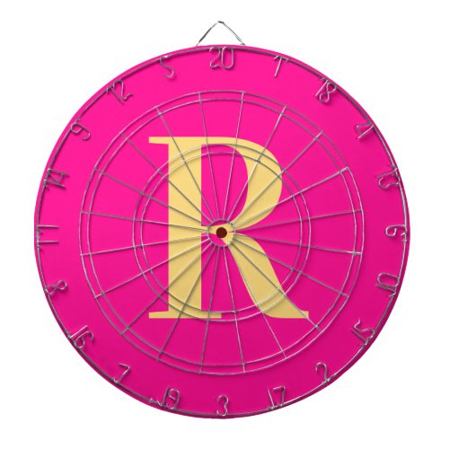 Simple Monogram Modern Hot Pink Dart Board