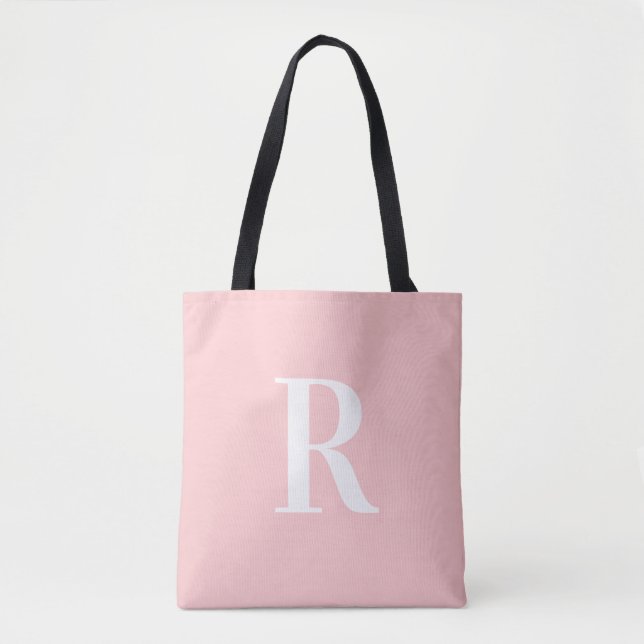 Simple Monogram Modern Pink Tote Bag (Front)