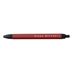 Simple Monogram Name Burgundy Red Unique Pen