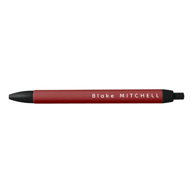 Simple Monogram Name Burgundy Red Unique Pen (Front)