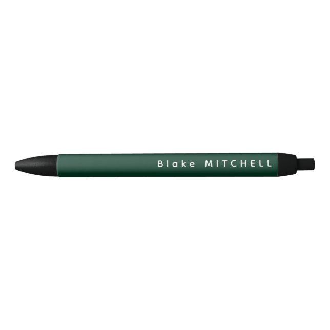 Simple Monogram Name Dark Green Unique Pen (Front)