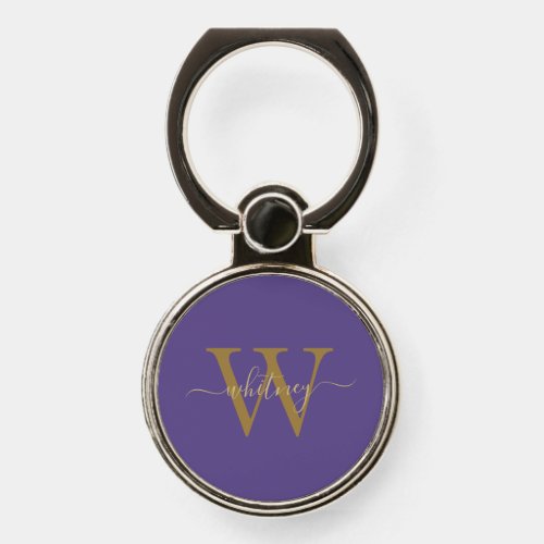 Simple Monogram Name  Initial Purple Phone Ring Stand