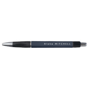 Simple Monogram Name Modern Navy Blue Black White Pen