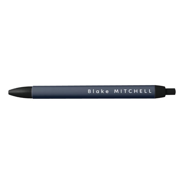 Simple Monogram Name Navy Blue Unique Pen (Front)