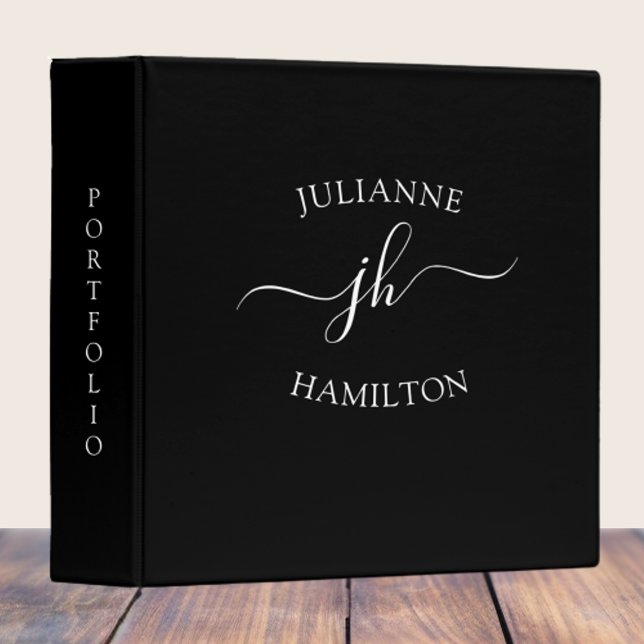 Simple Monogram Name Office School 3 Ring Binder (Creator Uploaded)