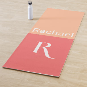 Simple Monogram Name Typography Peach Yoga Mat